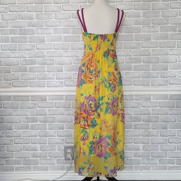 Soft Surroundings Floral Chiffon Maxi Dress Beach Resort Spring Summer S P - Picture 2 of 9